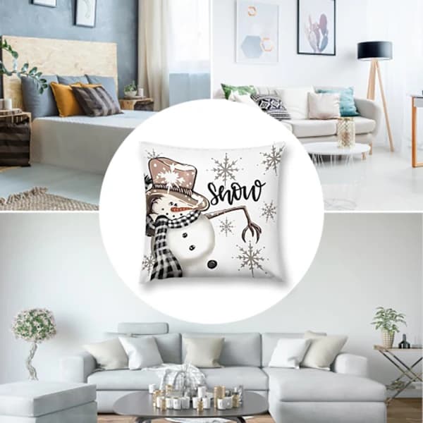 Julkuddar Överdrag Grå Vit Kuddar Kuddfodral Set Om 4, Jul Kuddfodral Jul Ren Snöflinga Kuddfodral