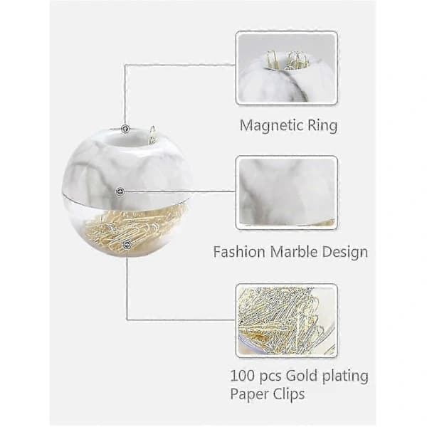 HA~Multibey Gullfarget binders av papir i elegant magnetisk marmorhvit bindersholder