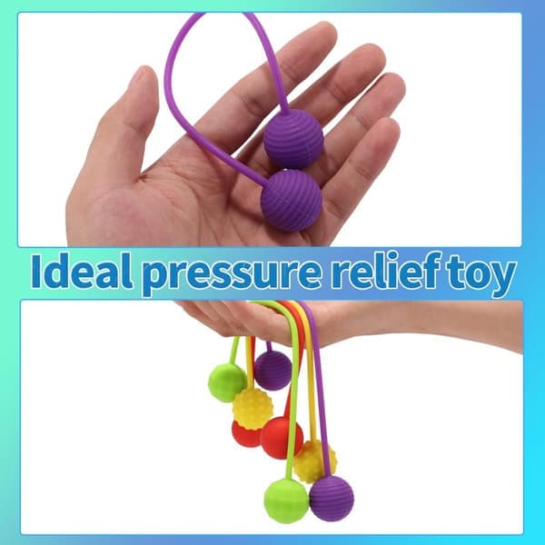4 st Fidgetbollar, 4 stilar silikon elastiska texturbollar roliga handfidget stressreducerande leksaker