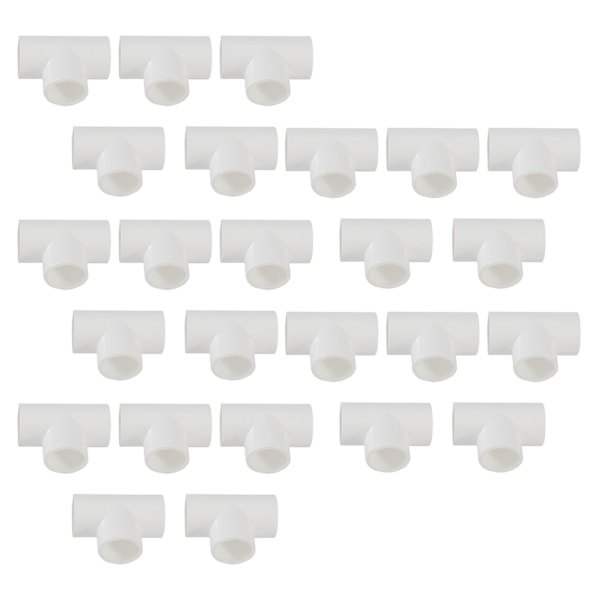 20mm PVC T-stykke 3-vejs vandrør rør adapter stik hvide 25 stk