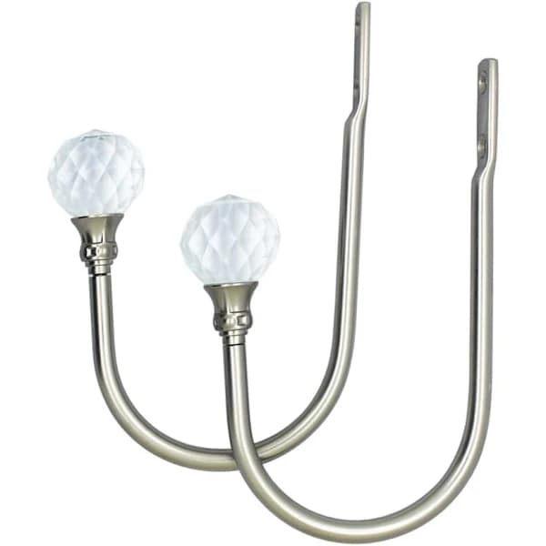 Metall gardinklämmor U-formade väggkrokar, metall gardinhållare - 2-pack, matt silver