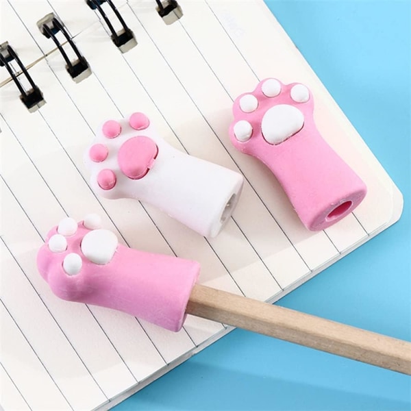 3 Cat Claw Eraser Brevpapper Pencil Cap barnsuddgummi, penna topp suddgummi penn topp suddgummi, skolmaterial Cute Claw suddgummi, rosa