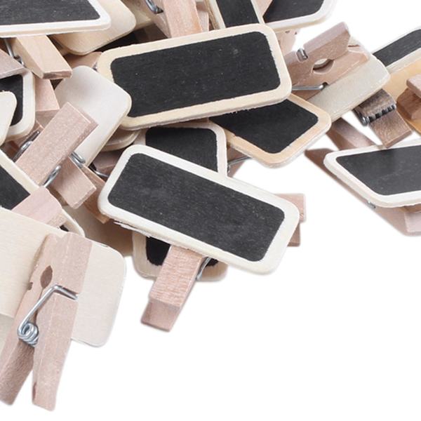 100x Mini Blackboard Wood Message Slate Rectangle Clip Clip Panel Card Memos Label Brand Price Plac