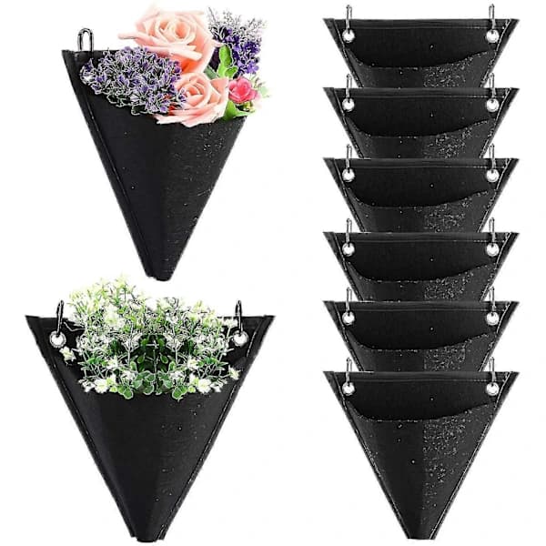 TT 3-delad Väggplanterare Triangulära Hängande Väskor Trädgårdsarbete Blombehållare Väggblomkrukor
