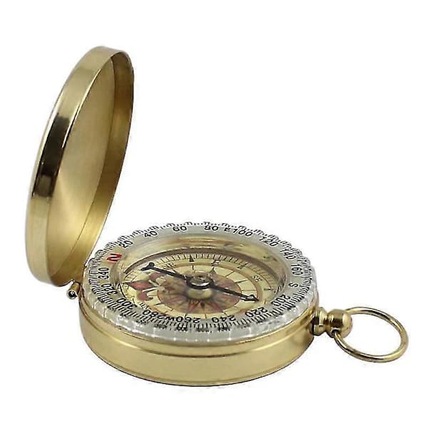 High Quality Camping Hiking Pocket Brass Golden Compass Portable Navigation Tool