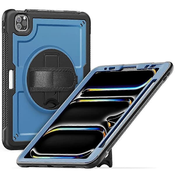 HA~Fodral för iPad Pro 11 (2024) M4 A2836 med Ställ, PC TPE Tablettskydd med Handrem