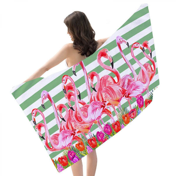 Oversized Flamingo Strandhåndklæde, Letvægts Hurtigtørrende Sandfrit Håndklæde, 28x59 Tommer Blødt Letvægts Pool Svømme Badehåndklæde