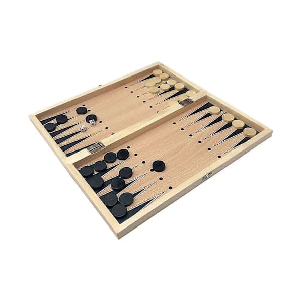 3 i 1 Sammenleggbart Sjakk Dame Backgammon Brettspill Bordspill Puslespill Leketøy - 29cm []