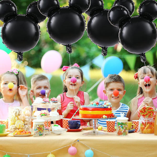 6 stk. musehovedballoner, 24' musemylarballon, jumbo musehoved aluminiumsfolieballoner til fødselsdagsfestdekorationer, babyshower-artikler