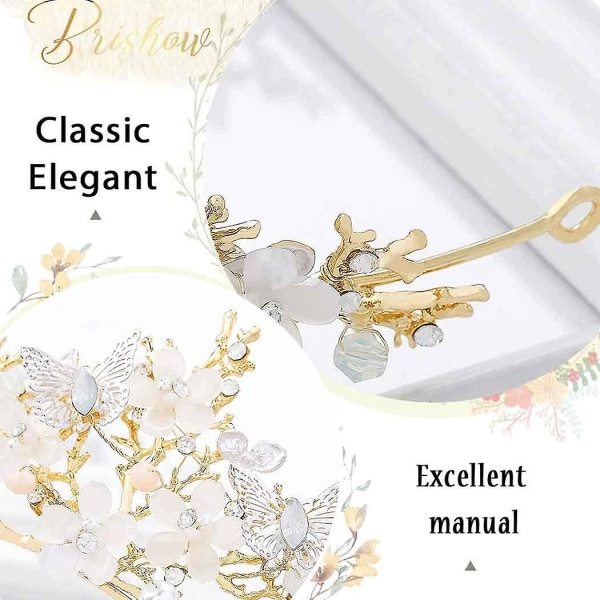 Fjärilskrona för kvinnor Silver Crystal Queen Tiaras och kronor Royal Rhinestone Bröllop Pricess Crown Prom Hårtillbehör för brudar,WZ-1516
