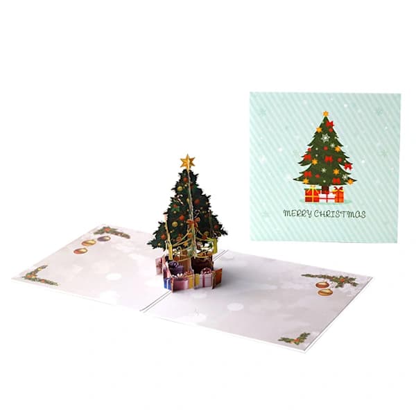HA~Julgran Pop Up Julkort, 3D Popup Grattiskort för Vinter, Jul, Helg, Julklapp, Alla Tillfällen