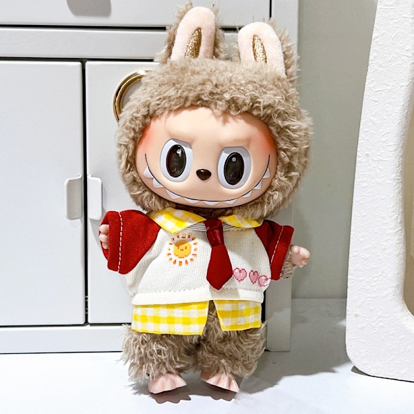 [HH] Dekorera Din 17cm Labubu Plysch Outfit Monsters Plysch Kläder för Vinter Skolväska Hängen 17cm 2 clothes only no plush