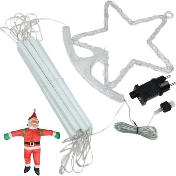 LED-julebelysning - Juletrappe med nisse - 8 blinkende moduser