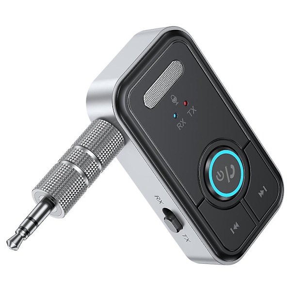 Bluetooth 5.3 AUX trådløs lydadapter 2-i-1 mottaker sender 3,5 mm jack for kablede hodetelefoner TV-høyttalere bil MP3-spiller