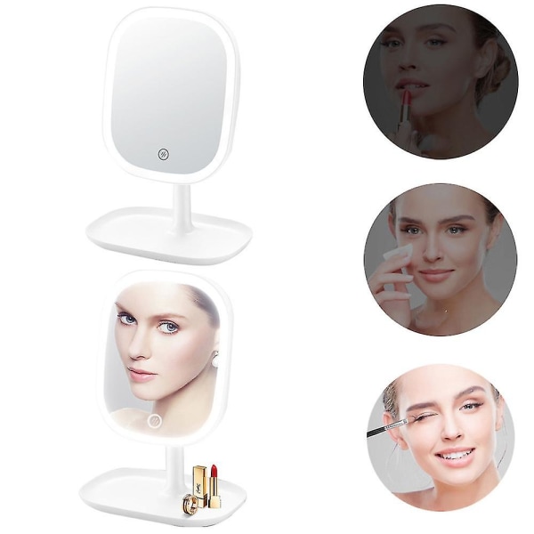 Makeup Mirror With Led Light Foldable Stepless Dimmable Vanity Mirror Lights Usb Dressing Table