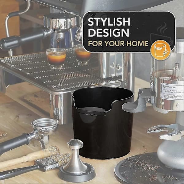 Knockbox med forbedret håndtering - Innovative espressotilbehør - Kaffeslagskasse Espresso, Sort - Espressomaskinetilbehør - Knockbox til Esp