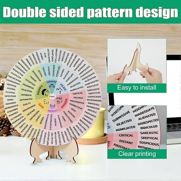 Känslorhjul med Ställ, Diameter 20 cm Premium Träkänslor Hjul