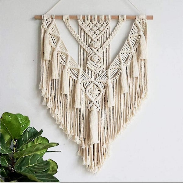 Macrame Wall Hanging, Chic Bohemian Tapestry For Bedroom 55 X 70 Cm