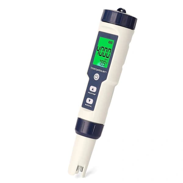 5 i 1 Profesjonell Multi-parameter Combo Testmåler PH/EC/TDS/Saltinnhold/Termometer Digital multicolor multicolor