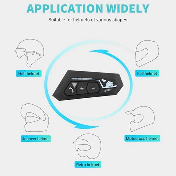 HA-2 Sæt Motorcykel 5.0 Bluetooth Hjelm Intercom Universel Parring Hovedtelefon Headset med CNC Støjreduktion BT22