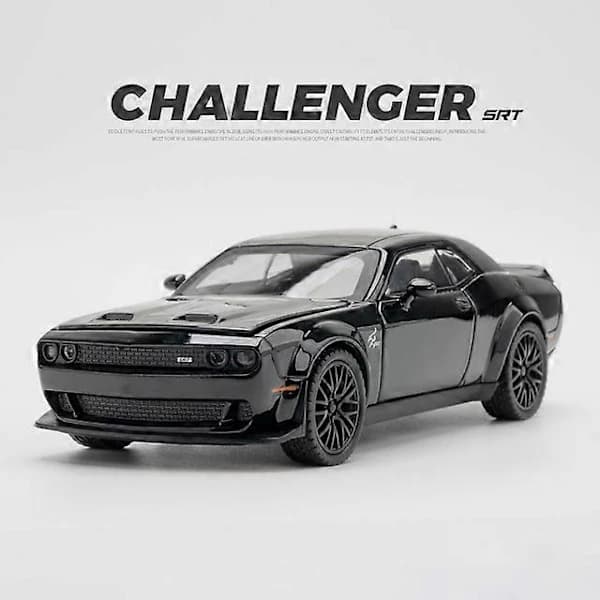 1:32 Dodge Challenger Hellcat Redeye Legeringsbilmodel Lyd og Lys Legetøj Samlerobjekt Fødselsdagsgave Sort