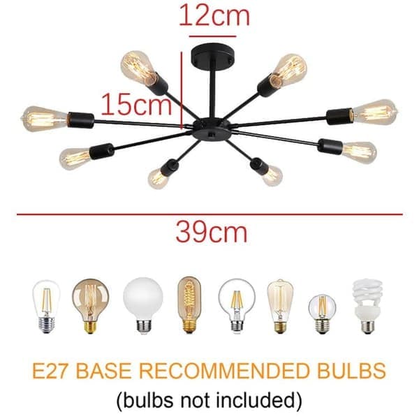 Ceiling Lights - Modern Ceiling Lamp with 8 Lamp Holders, E27 Base (Bulbs Not Included)