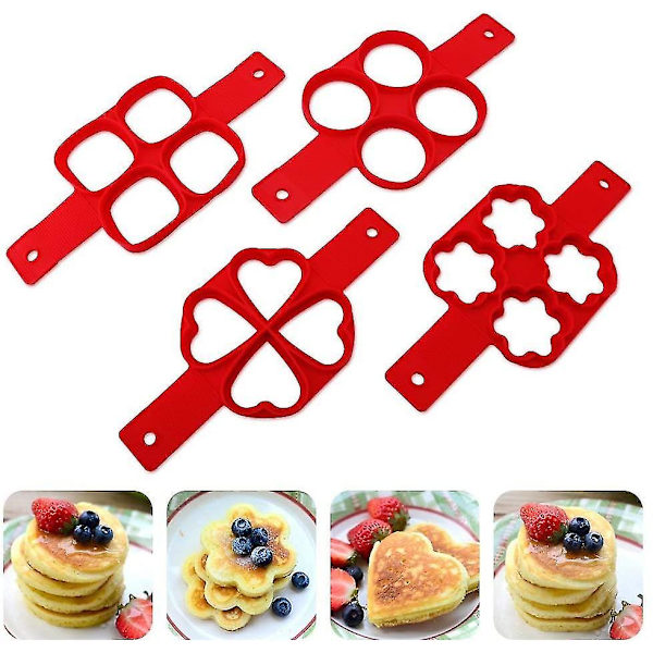 4 stk. Nonstick Silikone Æg Ring Pandekageform, Omelet Æg Ring