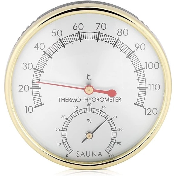 /HH/ Badstutermometer i metall, rund termometer hygrometer hygrometer-termometer for badstuerom