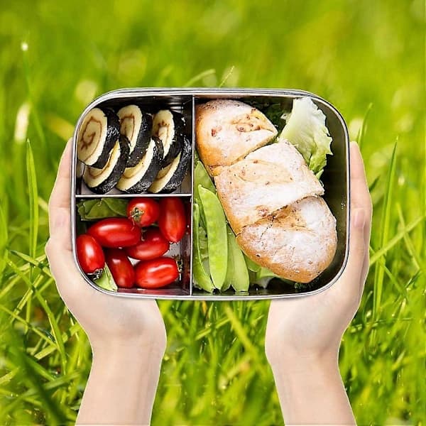 Matboks, Bento Box Barn, Bento Box 1000 ml Rustfritt Stål Bento med 3 Rom