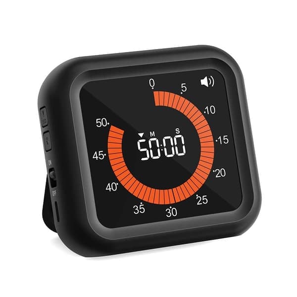 Visuell Timer 11 timer 59 minutter, Oppladbar Timer med Magnet & Stativ, Justerbar Volum