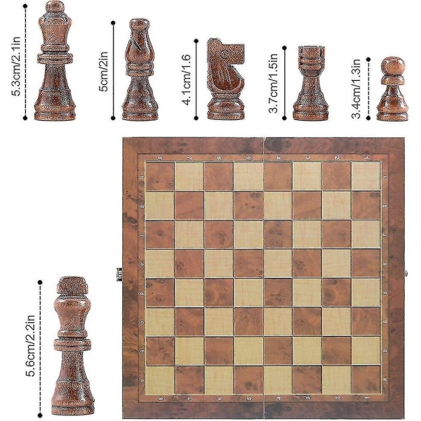 Sjakkbrett Sjakkbrikker Backgammon 3-i-1 Spillsett Trespill Sjakksett