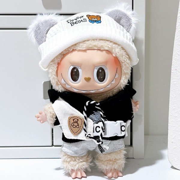 [HH] Dekorera Din 17cm Labubu Plysch Outfit Monsters Plysch Kläder för Vinter Skolväska Hängen 17cm 9 clothes only no plush