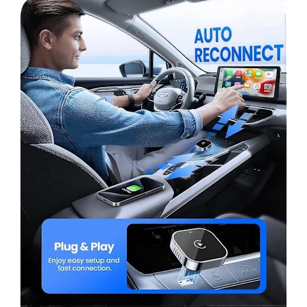 2025 Uusin malli 2025 Päivitetty langaton CarPlay-sovitin & Android Auto -sovitin, Mini & Vakaa langaton CarPlay-dongle iOS 10 Android 11:lle [JUN...
