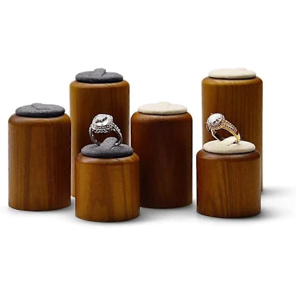 HA~3-pack Solida Trä Ringhållare Elegant Ringförvaringsdisplay för Sovrum, Butiker och Smyckesmontrar