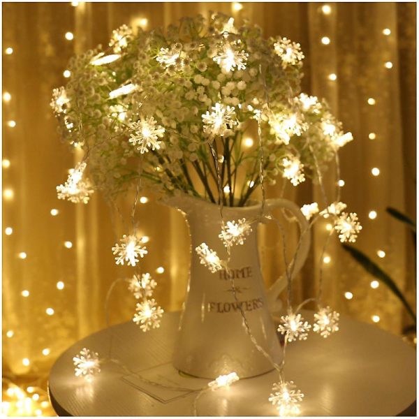 Snöflinga ljusslinga led liten lykta blinkande