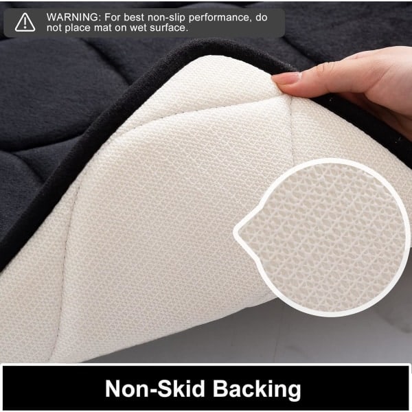 /HA/ Badrumsmatta i Memory Foam, Ultramjuk, Halkfri Badrumsmatta, Vattenabsorberande och Maskintvättbar, Badmatta för Dusch, Golvmatta för Badrum, 24'x17', Svart