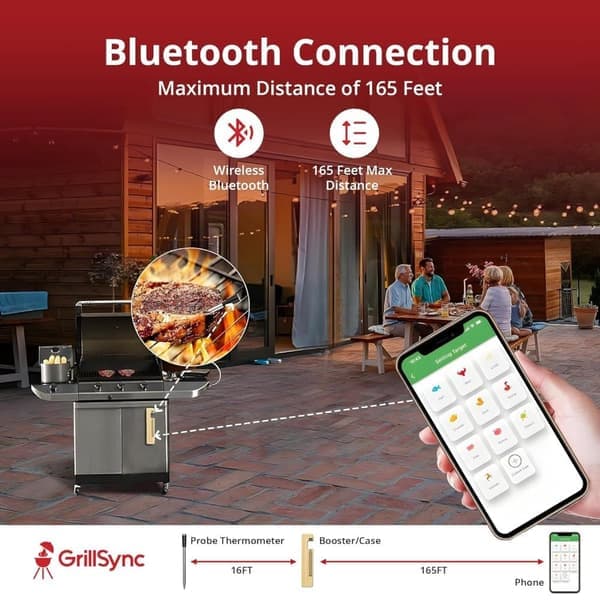 Digital kötttermometer Trådlös dubbelsensor Bluetooth BBQ-termometer för grillning, matlagning, rökning
