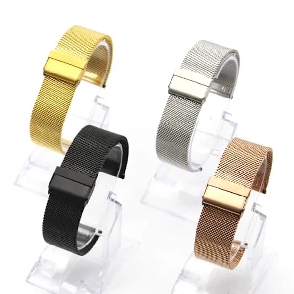 One Piece Svart 22mm Rustfrit Stål Urrem Mesh Quick Release Herre Dame