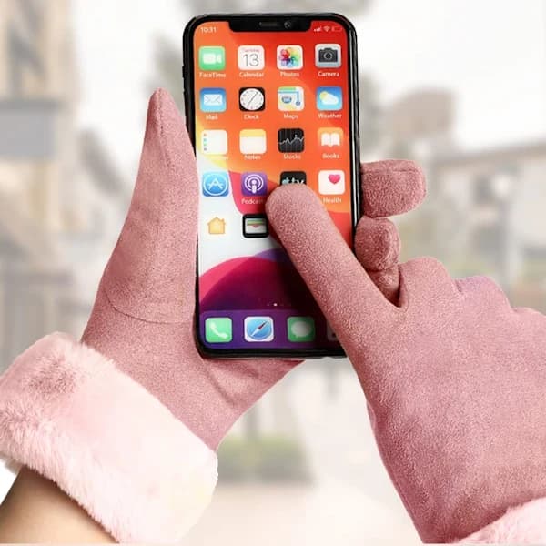 Vinterhandsker til kvinder, touchscreen-handsker vinter dame varme cykel touchscreen termiske handsker pink