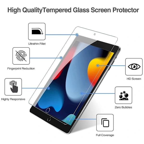 [2-pack] ProCase Skärmskydd för iPad 10.2 tum 9:e/8:e/7:e generationen 2021/2020/2019, 9H Härdat Glas