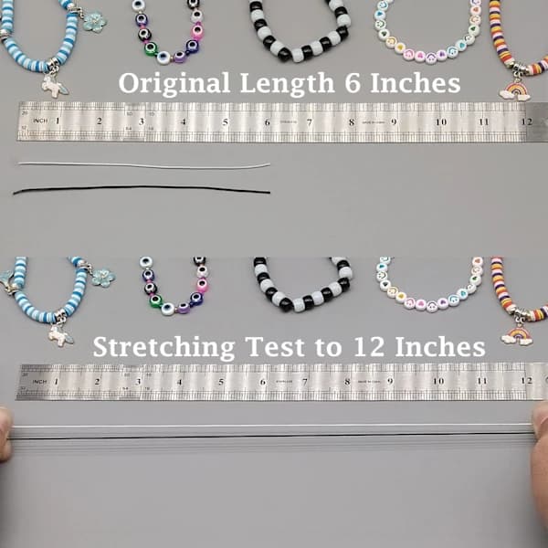 Elastisk tråd til armbånd, 2 ruller 1 mm Robust elastisk tråd til smykkefremstilling, halskæder, perler sort og hvid Black and White