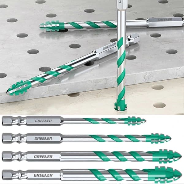 4 stk Firkantede Eksentriske Borbits Effektive Høyhastighets Tørrborbits Profesjonelt Betongborhode for Fliser Betong [] Bundle