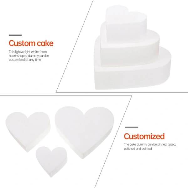 1 stk. Bryllupskage Stativ Styrofoam Dummy Dummy Kage Øvelse Hjerte Styrofoam Kage Guld Kage Stativ Skum Kageforme