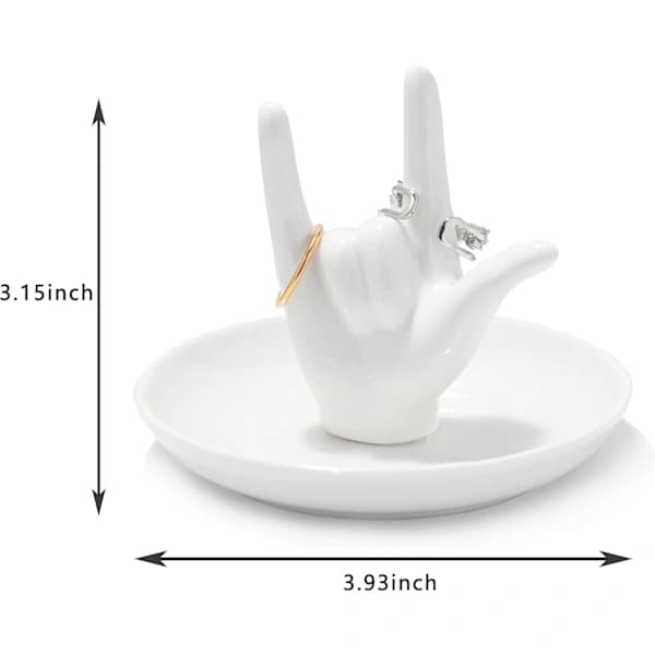 HA~JEG ELSKER DIG Håndringholder Ringfad Keramisk Smykkeholder Fad Pyntefad til Ringe Øreringe Halskæder Organizer