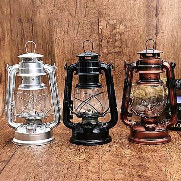 25 cm Retro Klassisk fotogenlampe Dimbar fotogenlykt Sølv