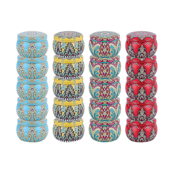 20 stk lysboksbokser 4,4 oz metall runde beholdere tomme lysglass med lokk for å lage lys