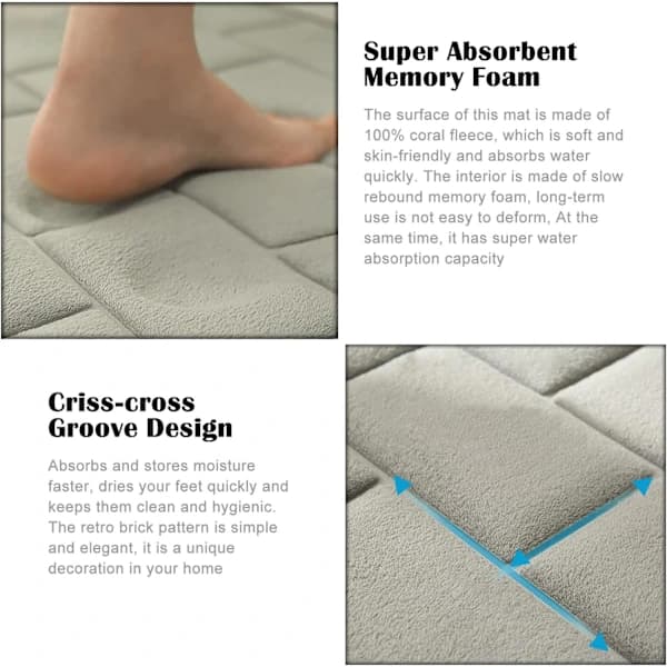 Badrumsmatte 50 x 80 cm superabsorberende baderomsmatte i memory foam