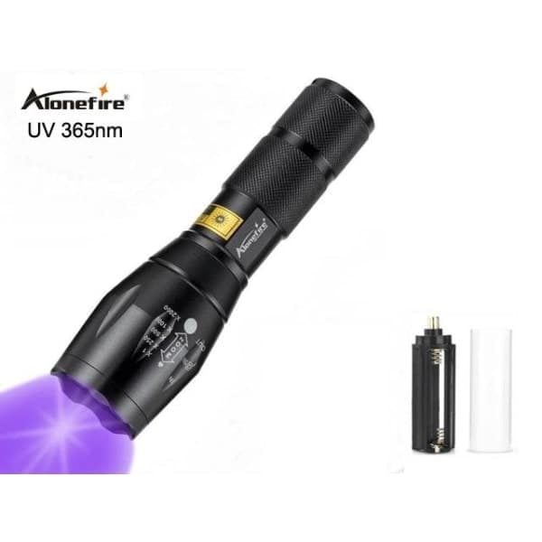 Led UV 365nm taskulamppu 10W T6 led + Zoom Musta