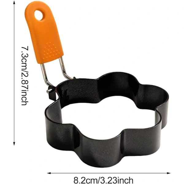 1 stk. Eggeringer for steking, stekering i rustfritt stål, non-stick eggeringer, 4 former stekform (Liten blomst)