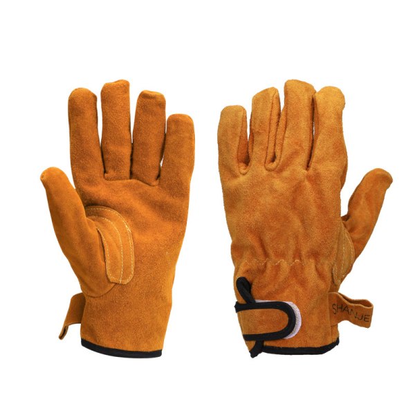 Brandsäkra isolerade handskar - ett par, storlek: 24*10 cm, material: kohud, färg: gul